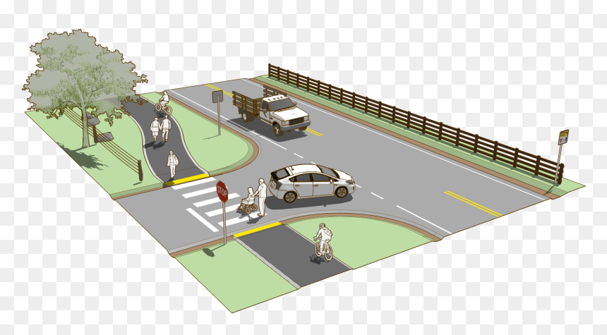 Roadside Path, HD Png Download - bike lane png