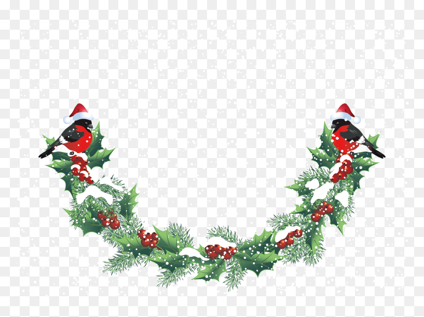 Christmas Robin Garland - Garland Christmas, HD Png Download - marcos vector png