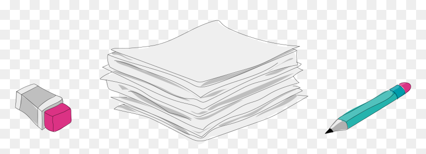 Drawing Supplies Pen Pencil Paper Eraser, HD Png Download - pencil and paper png