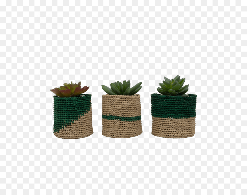 Green Mini Planter Baskets, Set Of - Flowerpot, HD Png Download - wicker basket png