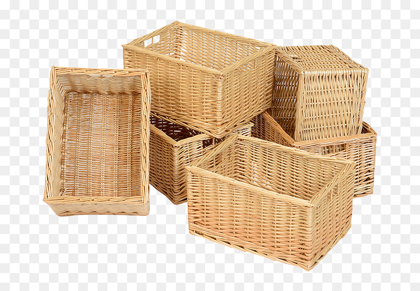 Set Of 6 Wicker Baskets, HD Png Download - wicker basket png