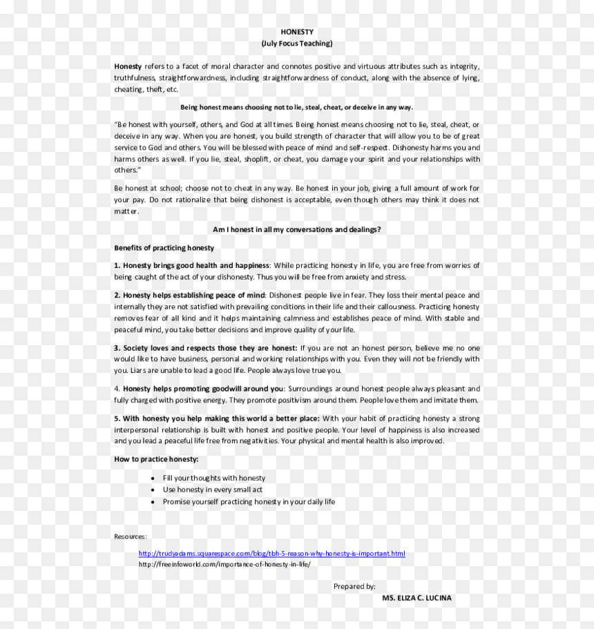 Document, HD Png Download - honesty png