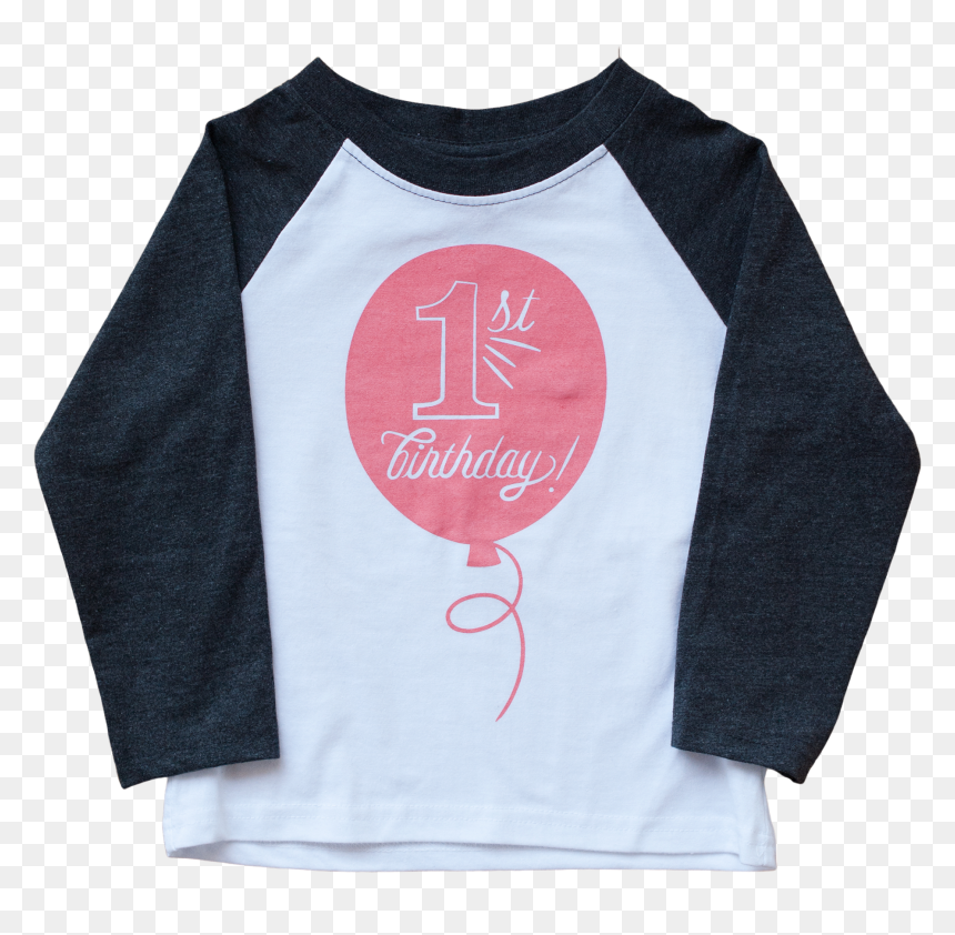 First Birthday In Coral Raglan Tee - Long-sleeved T-shirt, HD Png Download - first birthday png