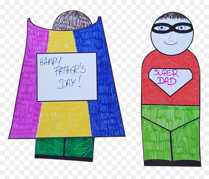 Father’s Day Stick Puppet Craft - Cartoon, HD Png Download - super dad png