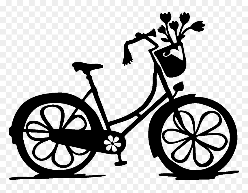 Wall Decal Floral Bike - Crochet Bicycle Graph, HD Png Download - vinilo png