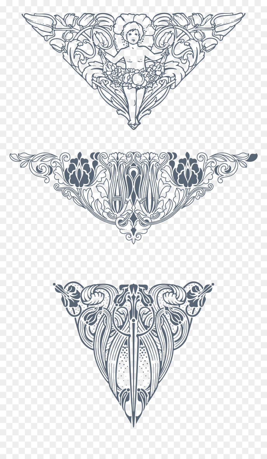 Art Nouveau Vector Png - Art Nouveau Ornament Png, Transparent Png - ornaments vector png