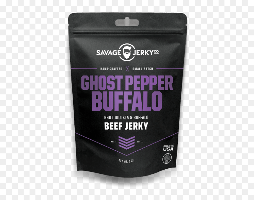 Savage Jerky Ghost Pepper Buffalo Beef Jerky - Shorthorn Steer, HD Png Download - ghost pepper png