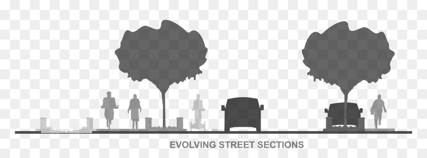 Graphic Depicting Cross Section Of Multi-modal Street - Street Section Silhouette, HD Png Download - streets png