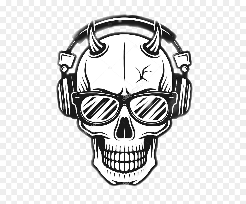 Skull Devil Horns, HD Png Download - badass skull png