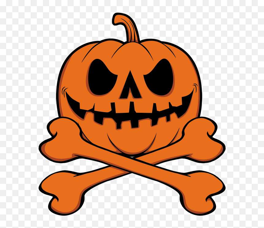 Transparent Pumpkin Head Png - Pumpkin Skull And Crossbones, Png Download - badass skull png