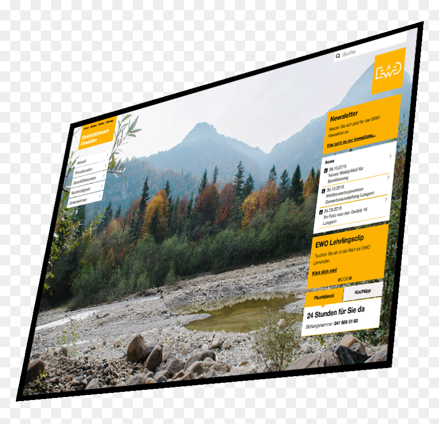 4eyes Als Typo3 Webagentur Für Ewo Im Einsatz - Mountain River, HD Png Download - fall back png