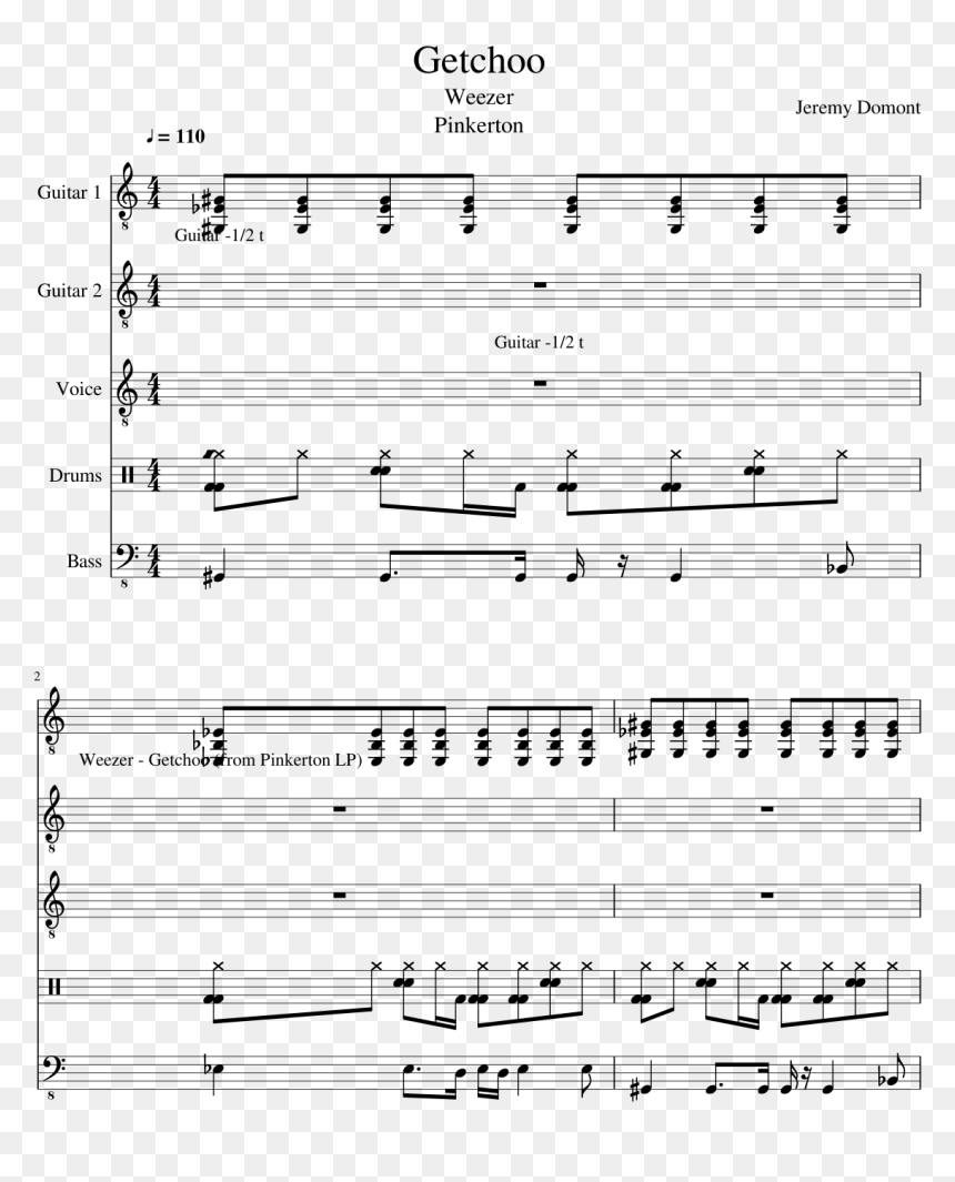 Getchoo Slide, Image - Ta Ku Love Again Sheet Music, HD Png Download - weezer png