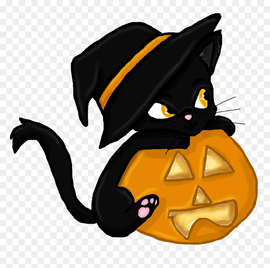 Cartoon Halloween Black Cats, HD Png Download - halloween png