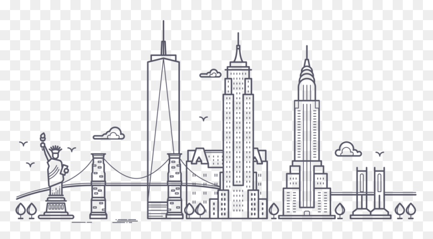 New York Skyline Line, HD Png Download - city png