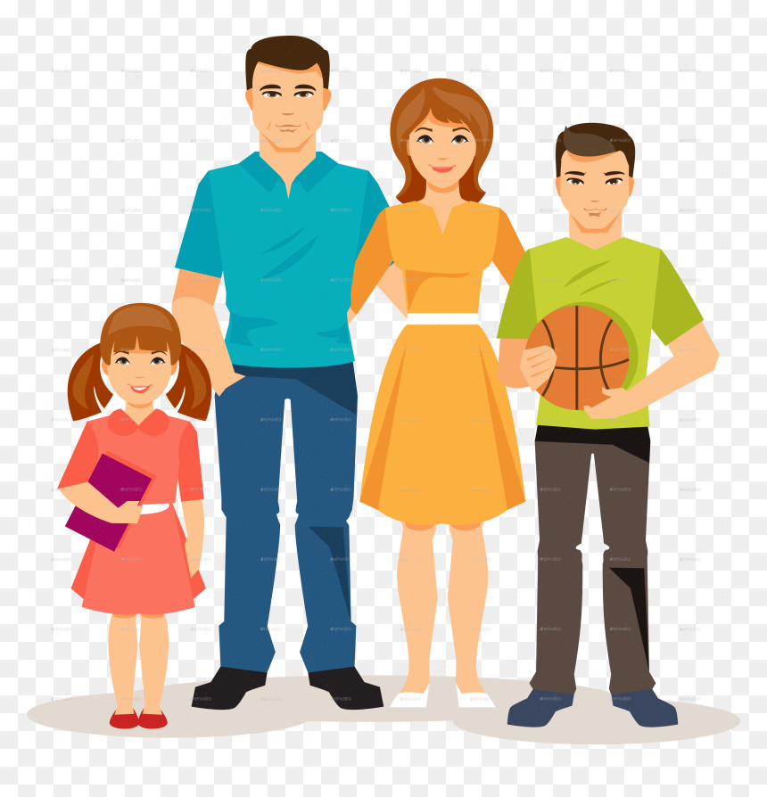 Family Cartoon No Background, HD Png Download - family png