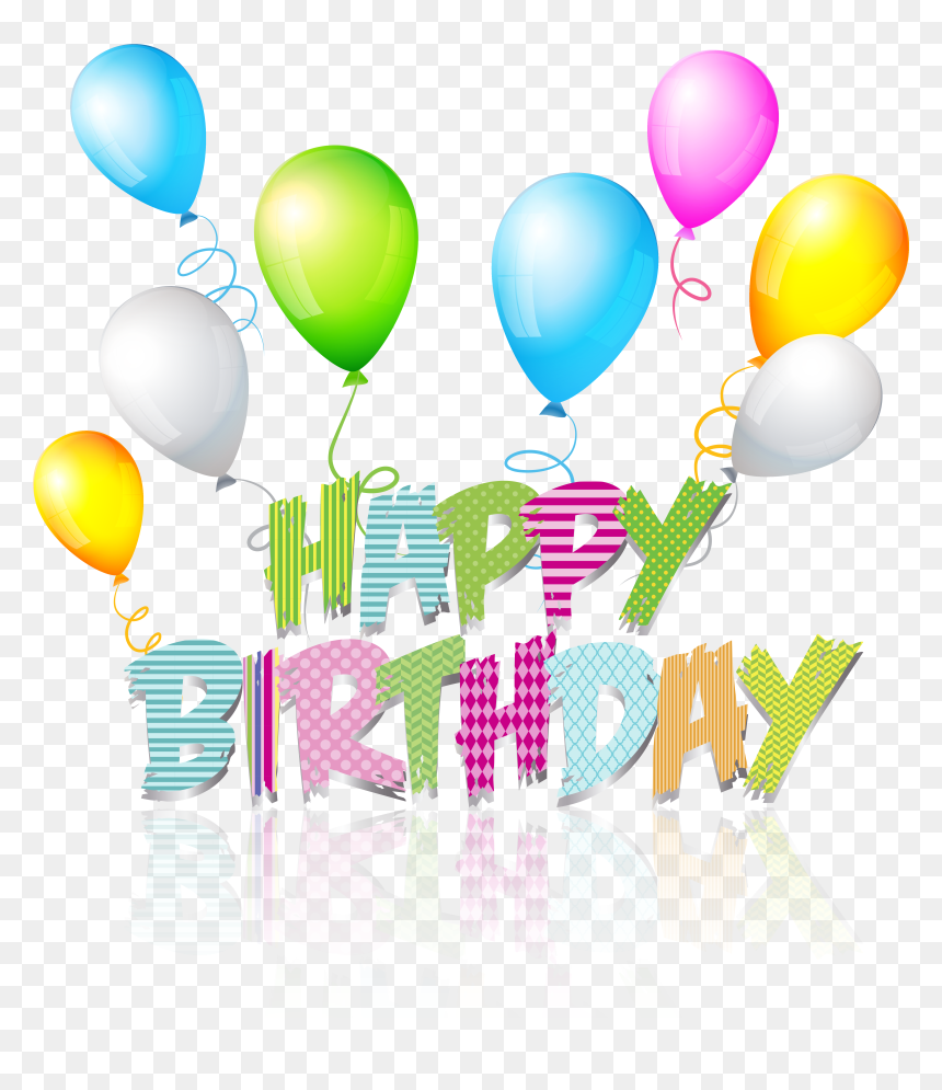 Happy Birthday Text With Balloons, HD Png Download - birthday png