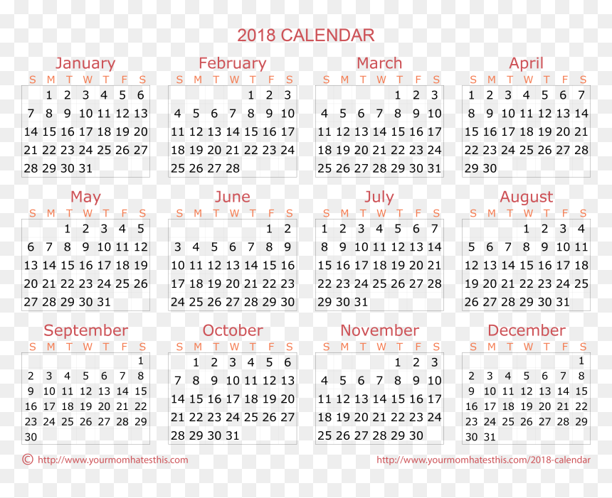 2018 Calendar Europe, HD Png Download - calendar png