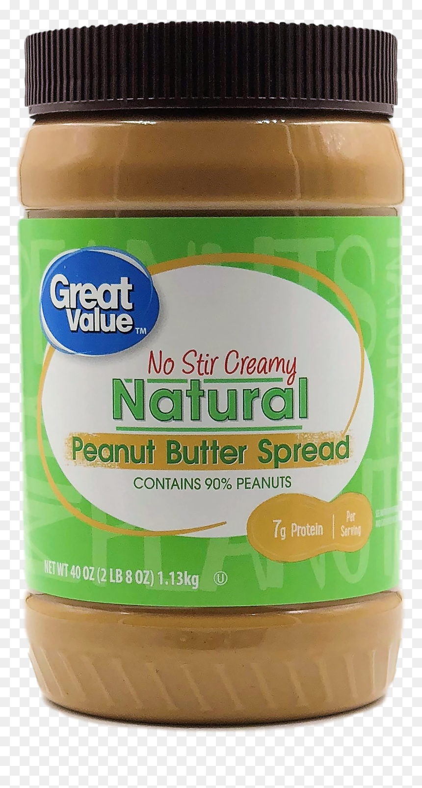 Great Value Natural Creamy Peanut Butter Nutrition, HD Png Download - peanut butter png