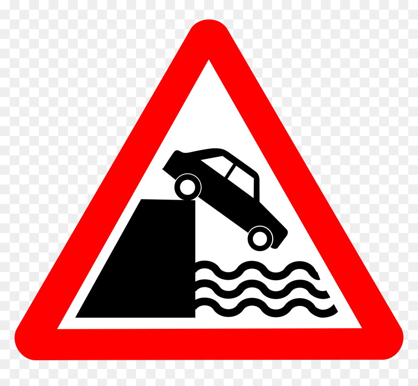 Road Sign Road Works, HD Png Download - cliff png