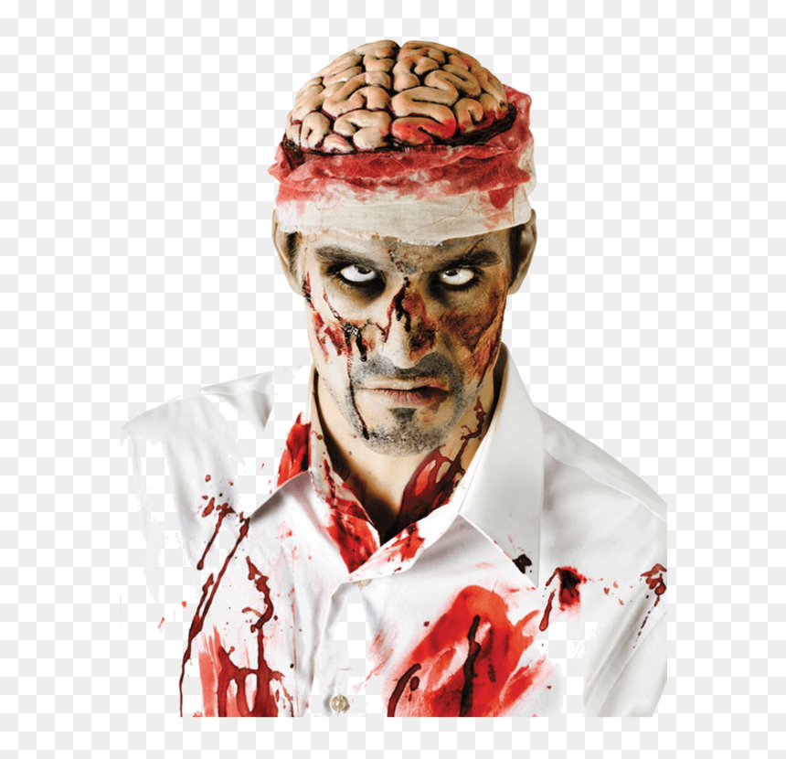 Bloody Brain - Zombie With Brain Out, HD Png Download - bloody brain png
