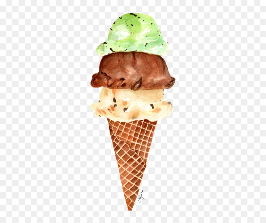 Ice Cream In Watercolor - Ice Cream Watercolor Png, Transparent Png - brushes texturas tumblr png