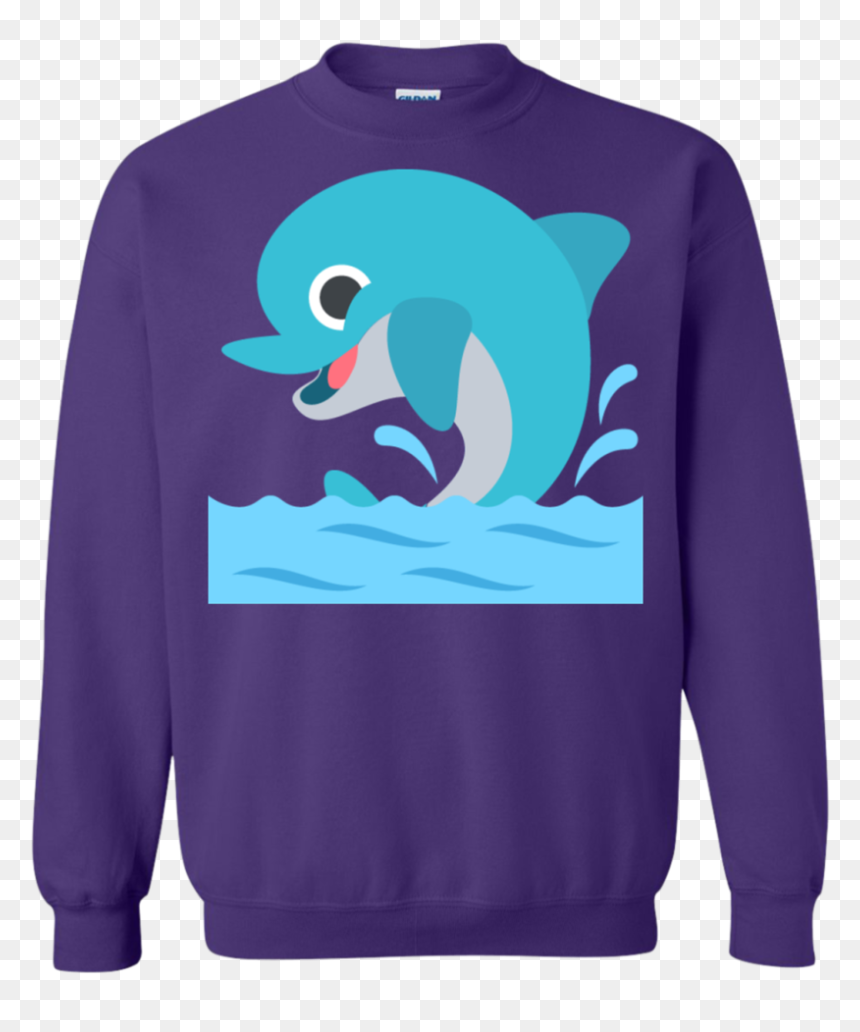 Happy Dolphin Emoji Sweatshirt - Sweater, HD Png Download - dolphin emoji png