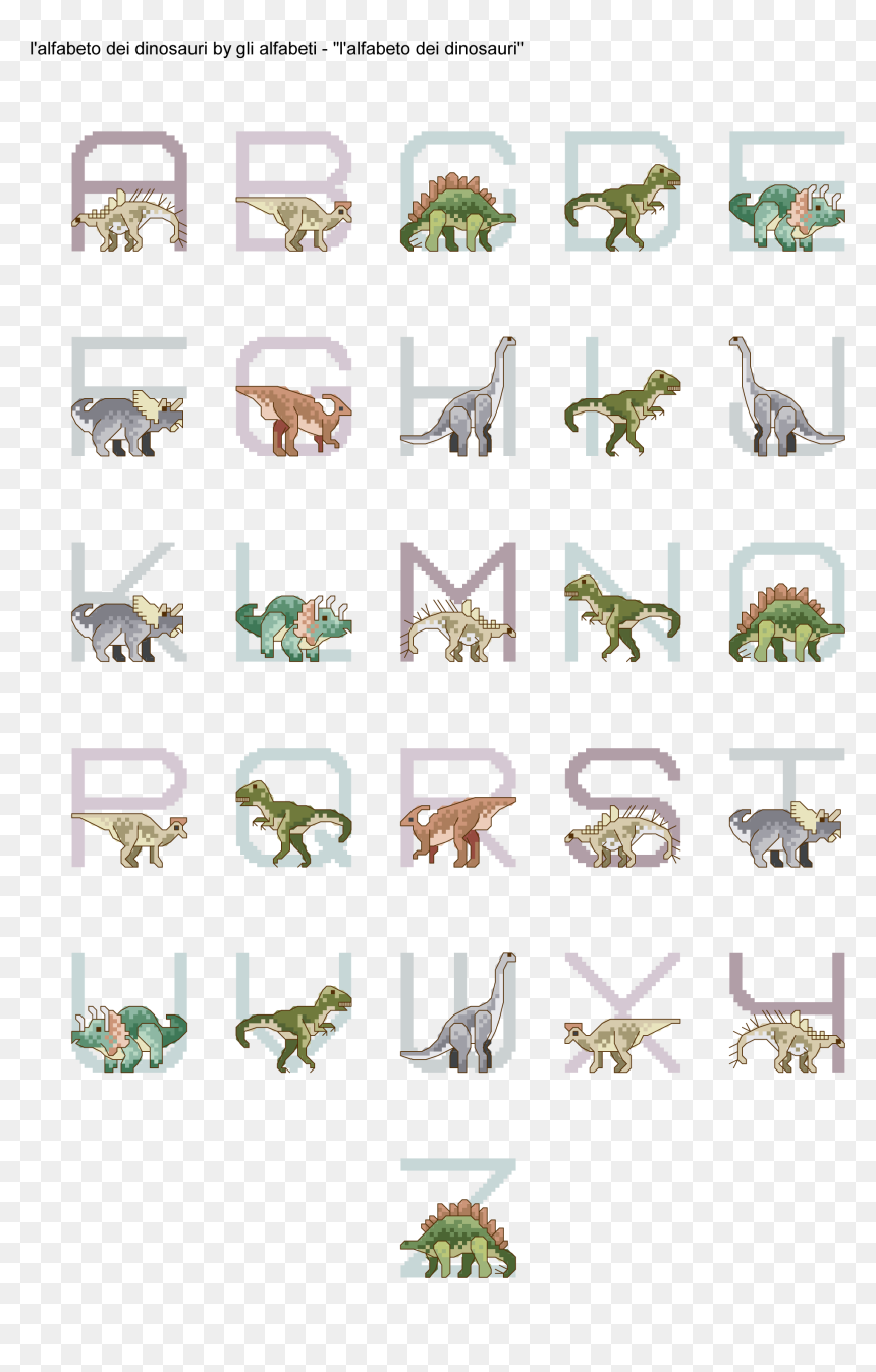 Transparent Clipart Dinosauri - Dinosaurios En Punto De Cruz Patrones, HD Png Download - abecedario png