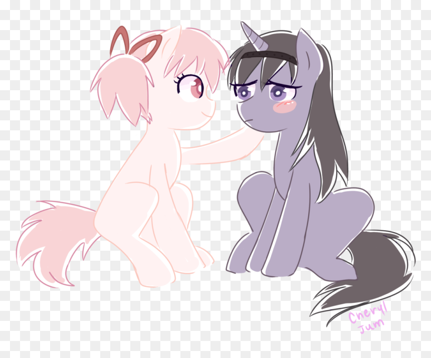 Cheryl-jum, Blushing, Crossover, Homura Akemi, Madoka - Pony Madoka, HD Png Download - homura png