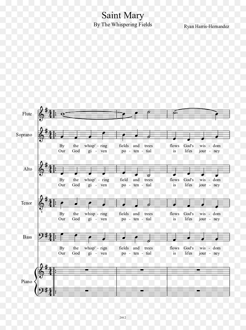 Sheet Music Save Me Now, HD Png Download - saint mary png
