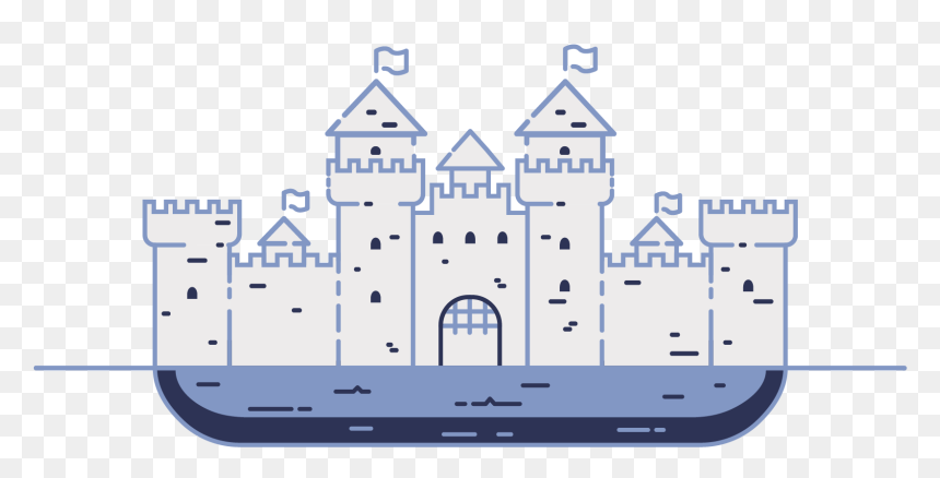 Fortressa - Castle Surrounded By Water Cartoon, HD Png Download - fortress png