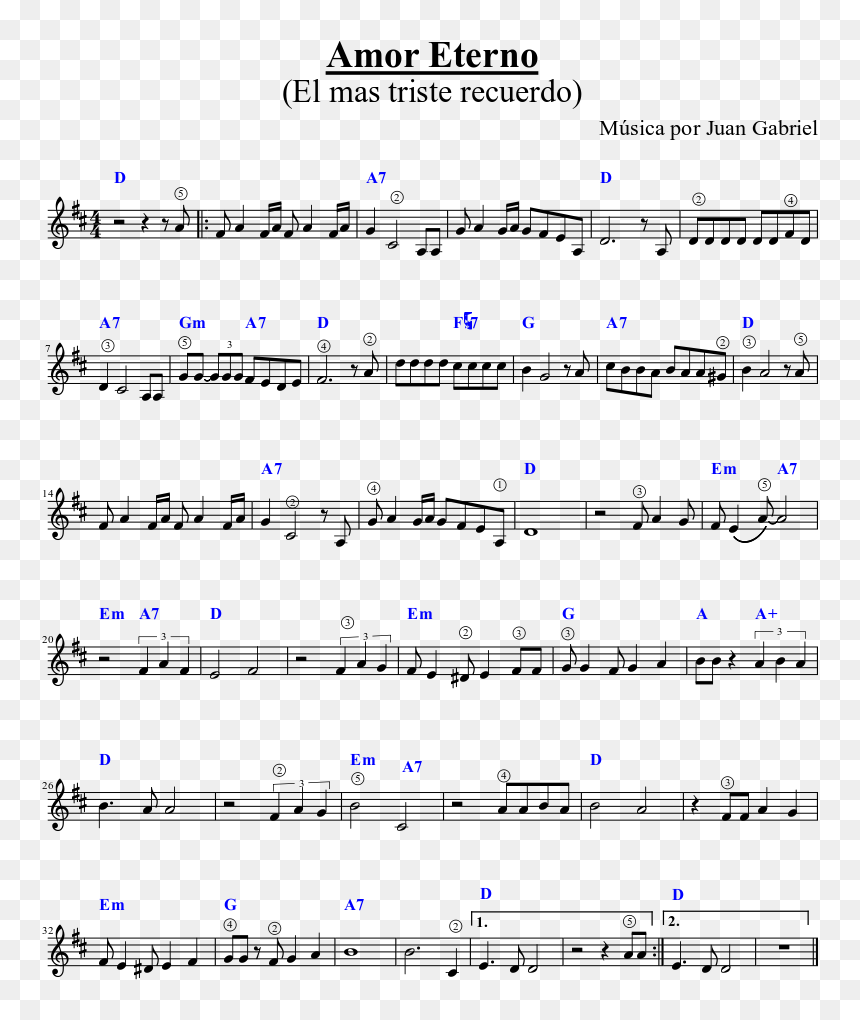 Amor Eterno Partitura Violin, HD Png Download - juan gabriel png