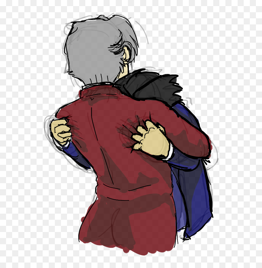 Just Wanted To Draw A Cute Miles Comforting Phoenix - Cartoon, HD Png Download - miles edgeworth png