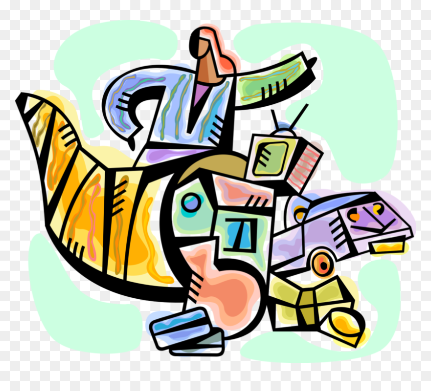Vector Illustration Of Successful Woman With Cornucopia, HD Png Download - horn of plenty png