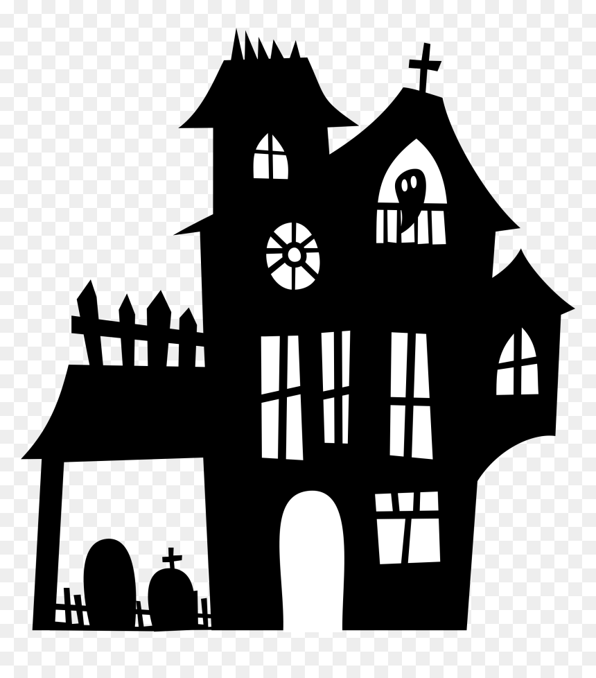 Silhouette Of A Haunted House, HD Png Download - spooky forest.png