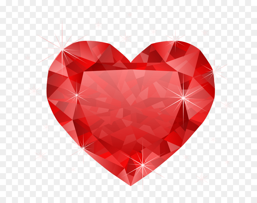 Red Heart Diamond Png, Transparent Png - diamond outline png