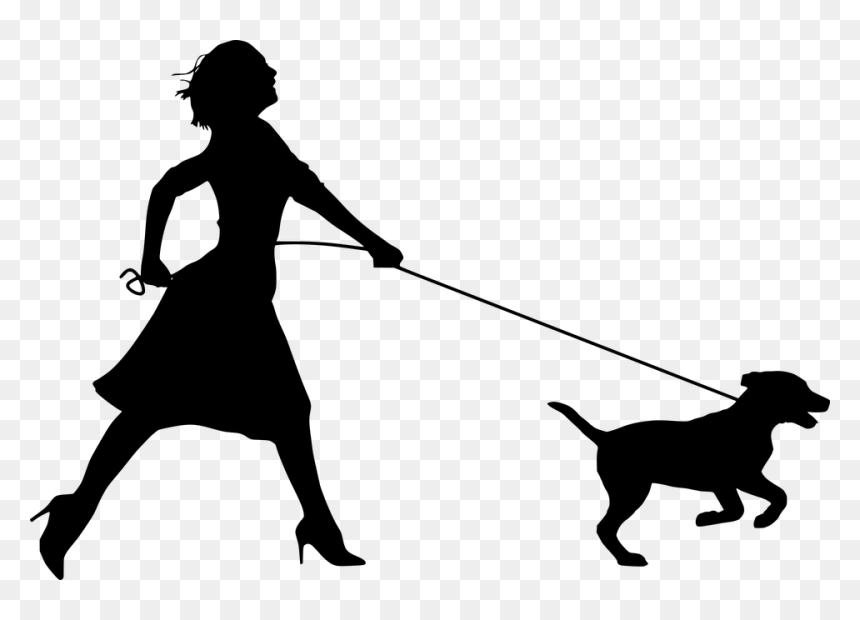 Woman Walking Dog Silhouette, HD Png Download - house silhouette png