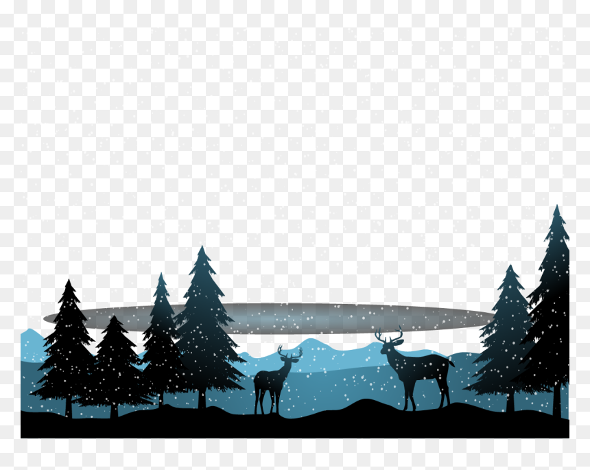 Christmas Tree Background Silhouette, HD Png Download - snowfall png