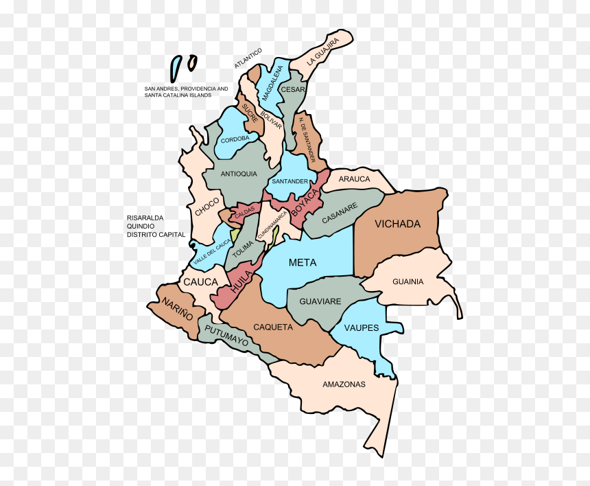 Capitales De Colombia - Departments Of Colombia, HD Png Download - mapa venezuela png
