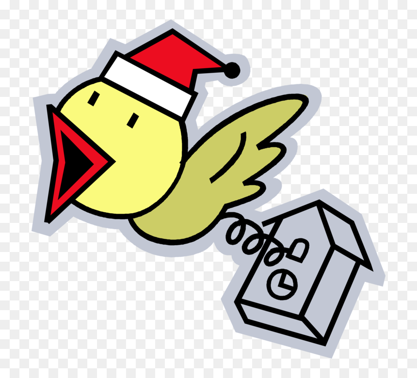 Vector Illustration Of Cuckoo Clock Chimes Time At - Cuckoo Clock, HD Png Download - santa hat vector png