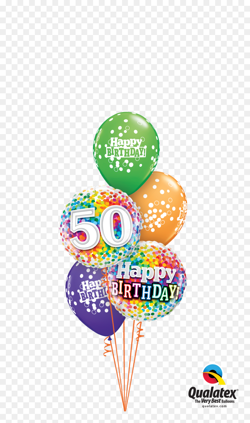Happy 100th Birthday Balloon, HD Png Download - rainbow confetti png