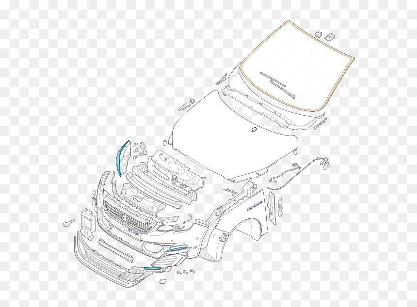Peugeot 308 Gt Line Front Bumper, HD Png Download - chrome frame png