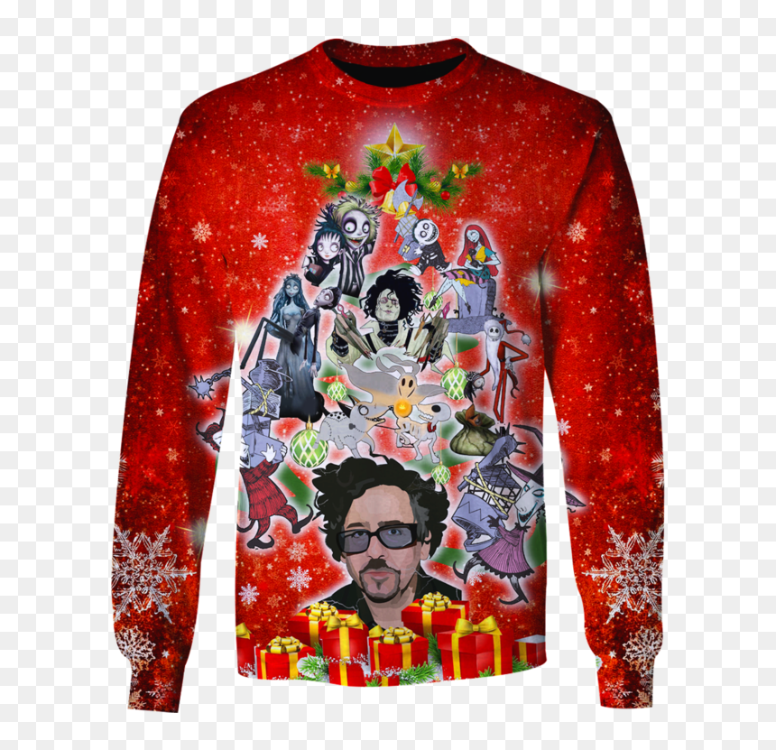 3d Tim Burton Marry Christmas Tshirt , Png Download - Long-sleeved T-shirt, Transparent Png - tim burton png