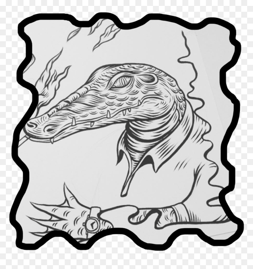 Line Art, HD Png Download - cocodrilo png