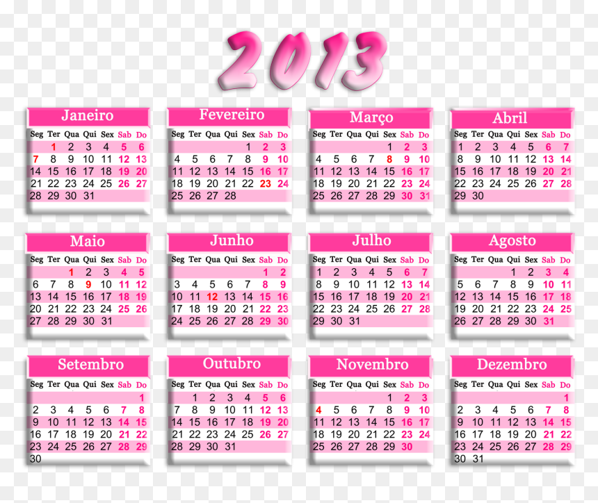 Portugues Calendário De 2013, HD Png Download - calendario 2017 png