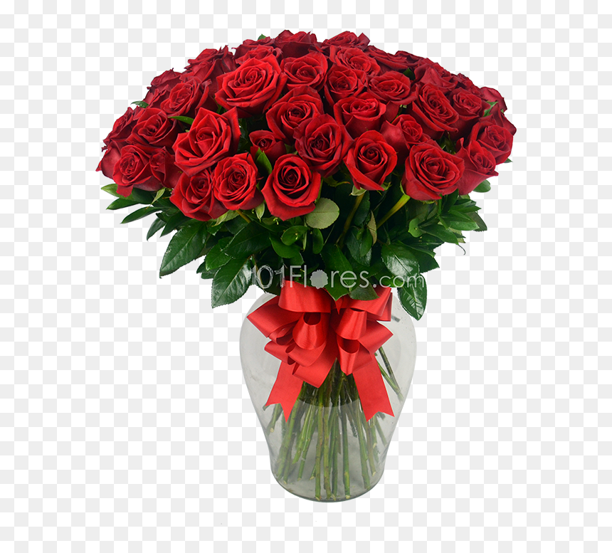 Pasión En Florero - Garden Roses, HD Png Download - florero png