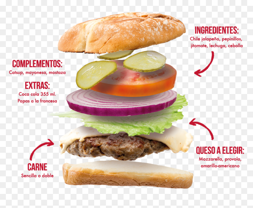 Ingredientes - Bk Burger Shots, HD Png Download - hamburguesa sencilla png
