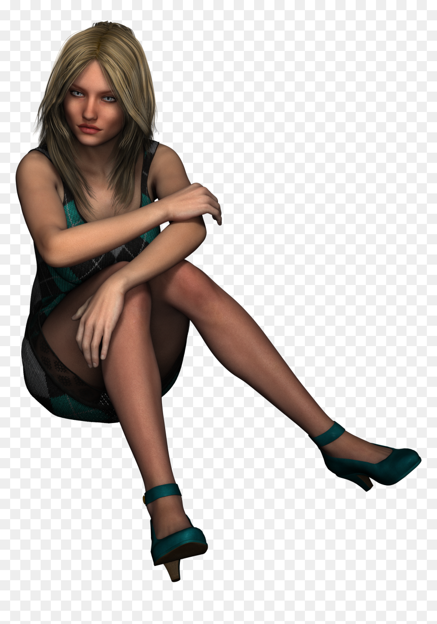 Female Sitting, HD Png Download - young png