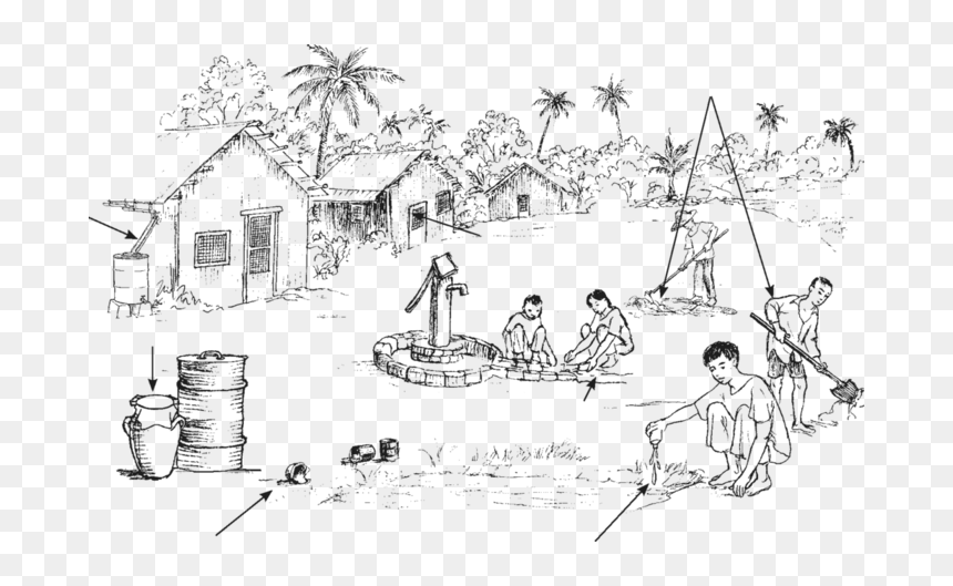 Zika-6a - House With People Drawing, HD Png Download - mano de sangre png