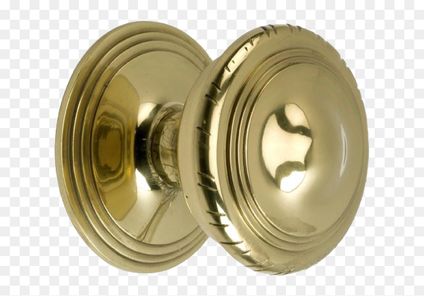 Large Circular Polished Brass Centre Door Knob - Circle, HD Png Download - doorknob png