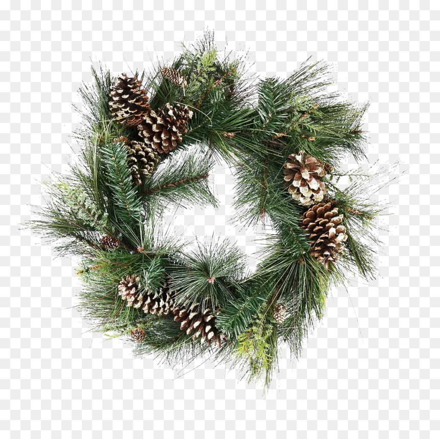 Gold Christmas Wreath Png Transparent Image - Christmas Wreath With Pinecones, Png Download - gold christmas png